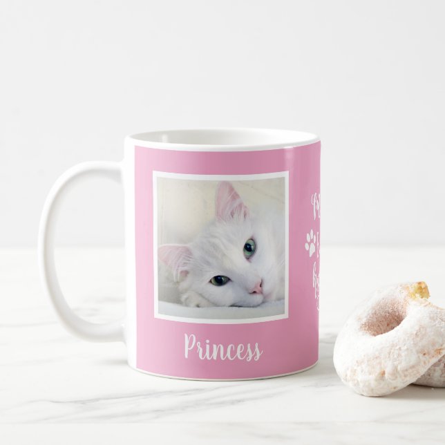 Caneca De Café Meus Bebês Têm Patas Foto Rosa (Com Donut)