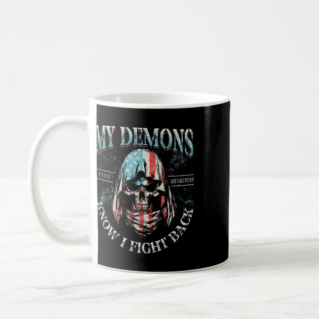Caneca De Café Meus Demônios Sabem Que Eu Luto Ck Caveira Conscie (Esquerda)
