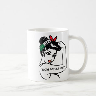 Caneca De Café Mexicano Rosie Strong Woman Tacos Antes de Vatos C
