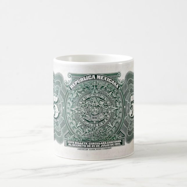 Caneca De Café México cédula de 5 pesos, calendário asteca (Centro)