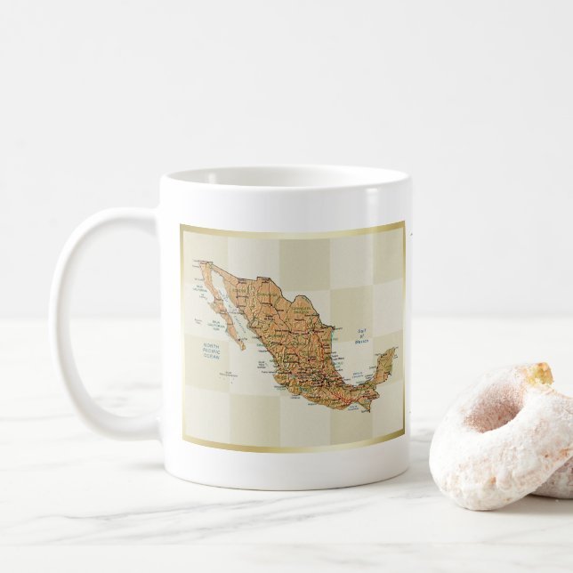 Caneca De Café México Sinalizador + Mug de Mapa (Com Donut)