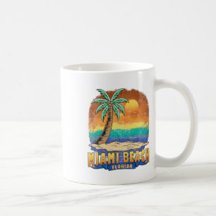 Caneca De Café Miami Beach Flórida Vintage aflita Souvenir