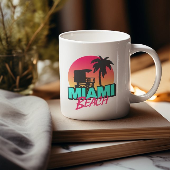 Caneca De Café Miami Beach Viagem Vintage (retro miami coffee mug)