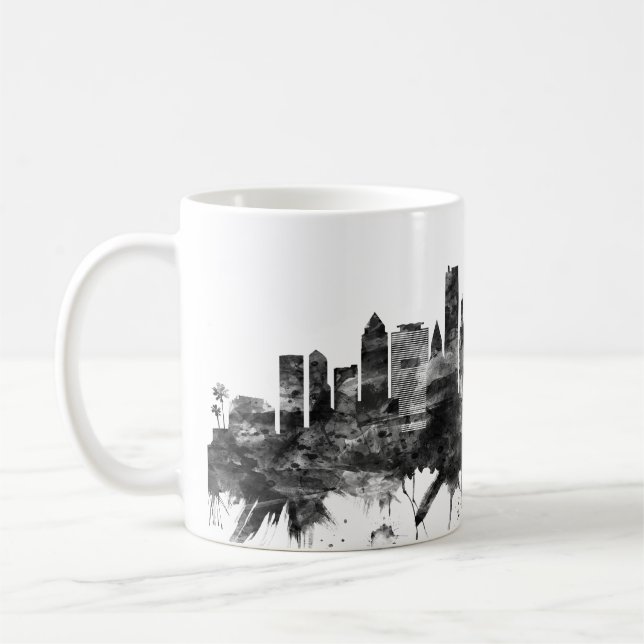 Caneca De Café Miami Florida Skyline BW (Esquerda)