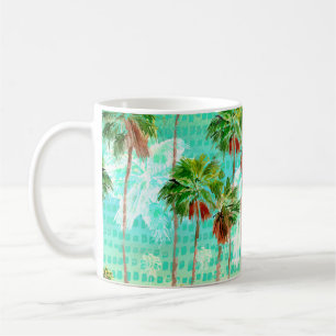 Caneca De Café Miami Palms: Aquarela tropical sem costura
