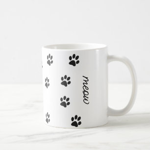 Caneca De Café Miau e gata preto branco