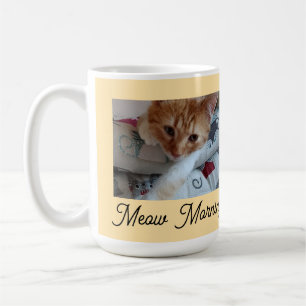 Caneca De Café Miau Manhã , foto, texto, texto de trás, substituí