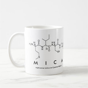 Caneca De Café Mica peptide name mug