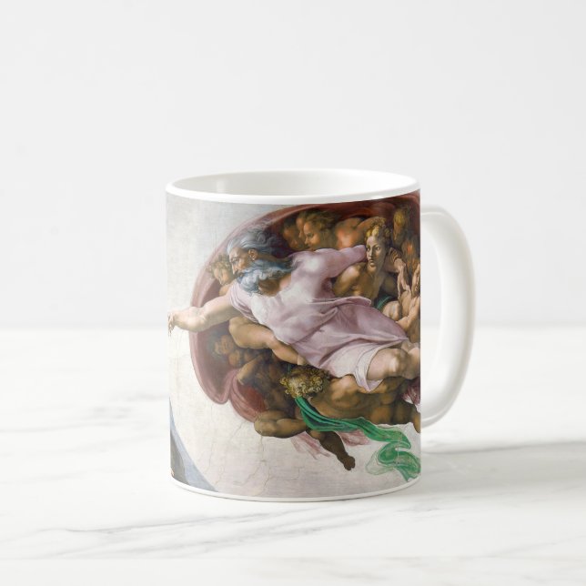 Caneca De Café Michelangelo é a criação de Adão (Frente Esquerda)