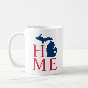 Caneca De Café Michigan Home Red White Blue City Heart