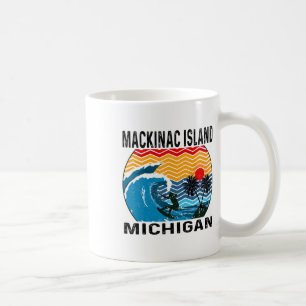 Caneca De Café Michigan Mackinac Island Prancha de Surfe Surfando