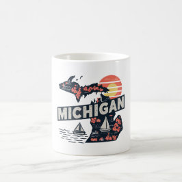 Caneca De Café Michigan Retro Silhouette