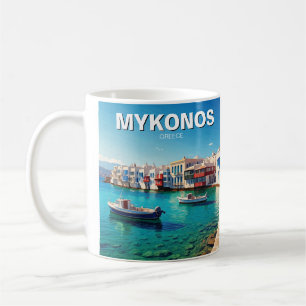 Caneca De Café Micónos Grécia Ilhas Gregas barcos