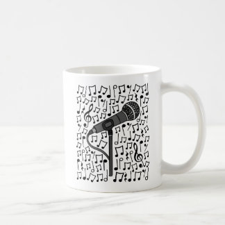 Caneca De Café Microfone Com Notas Musicais, Cantor Musical
