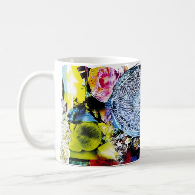 Caneca De Café Microscopic Marine Art: Blue Thalassiosira Mug (Esquerda)