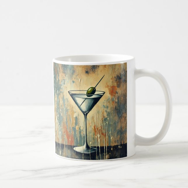 Caneca De Café Mid Century Mixed Media Martini Art (Direita)