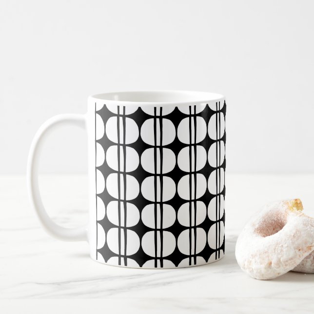 Caneca De Café Mid Century Modern Geometric Pattern (Com Donut)