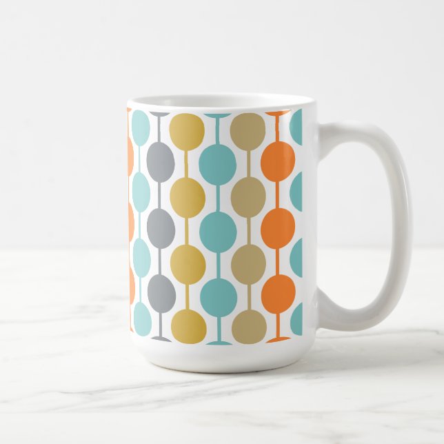 Caneca De Café Mid-Century Modern Retro Geometric Circles Pattern (Direita)