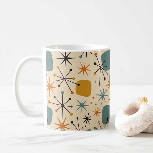 Caneca De Café Mid Century Modern Starburst Pattern (Com Donut)
