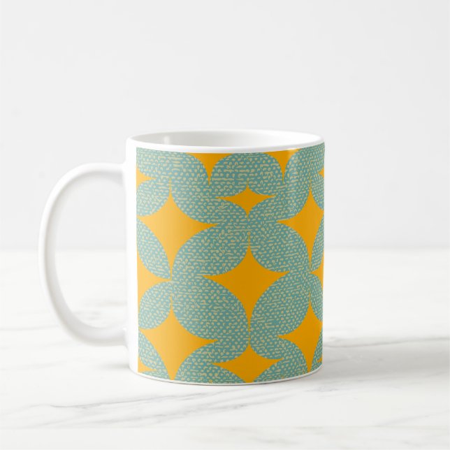 Caneca De Café Mid Century Modern Turquoise Diamond  (Esquerda)