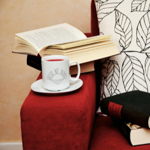Caneca De Café Mídia inspiradora de sol branco-preto minimalista