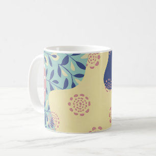 Caneca De Café Mídia mista azul e amarela geométrica