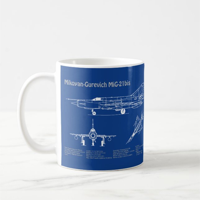 Caneca De Café MiG-21 bis - Planos de projeto de avião AD (Esquerda)