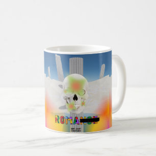 Caneca De Café Mikitiez dreamer skull tatuagem no arco-íris rosa 