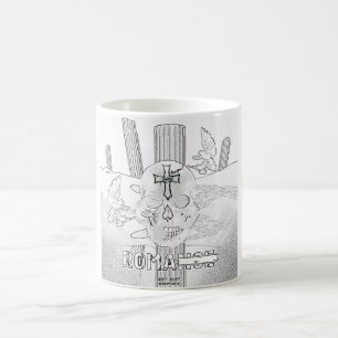 Caneca De Café Mikitiez dreamer skull tatuagem no arco-íris rosa