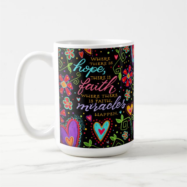 Caneca De Café Milagres de Fé Inspiradores Acontecem Inspirividad (Esquerda)