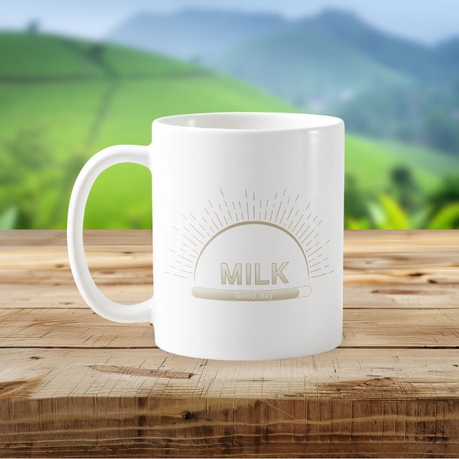 Caneca De Café Milk Good Day Neutral Minimal Mug (Criador carregado)