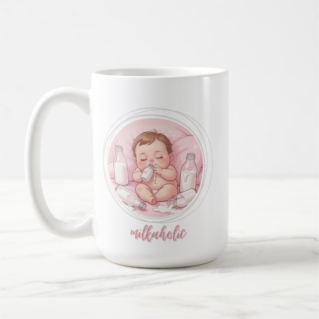 Caneca De Café Milkaholic Baby Print | Cute Nursery Funny Art (Esquerda)