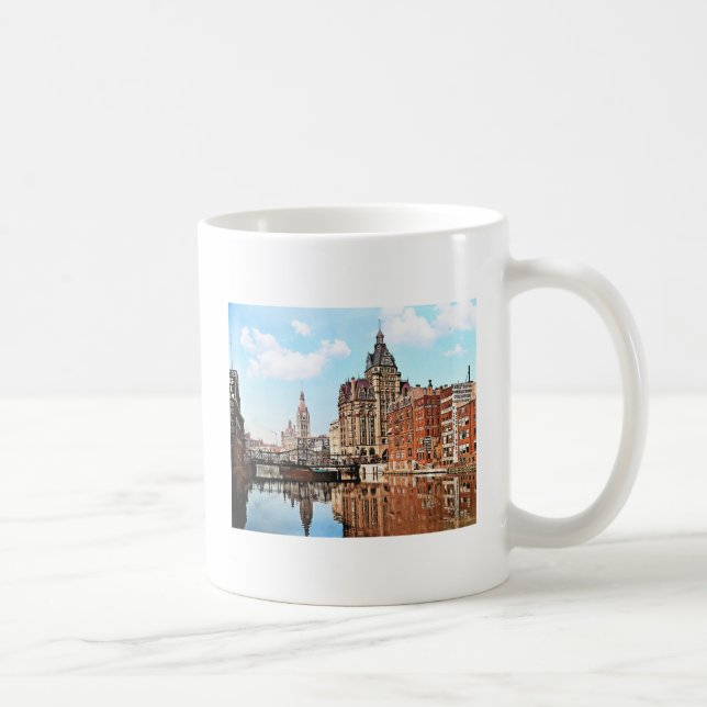 Caneca De Café Milwaukee WI - Rio desde Sycamore St, Milwaukee (Direita)