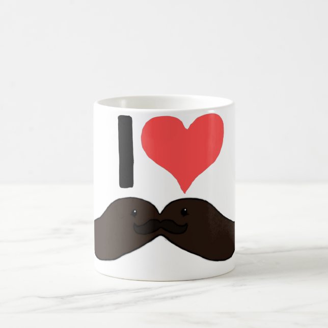 Caneca De Café Mim Moustache bonito do coração (Centro)