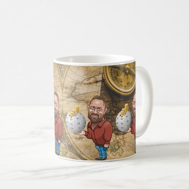 Caneca De Café Mindset do Investidor: Homem com Dinheiro e Comérc (Frente Esquerda)
