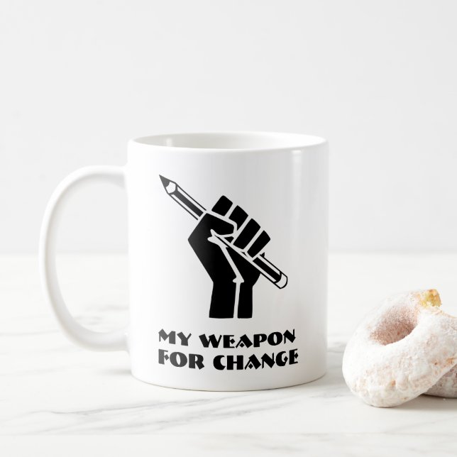 Caneca De Café Minha Arma Para Mudar (Com Donut)
