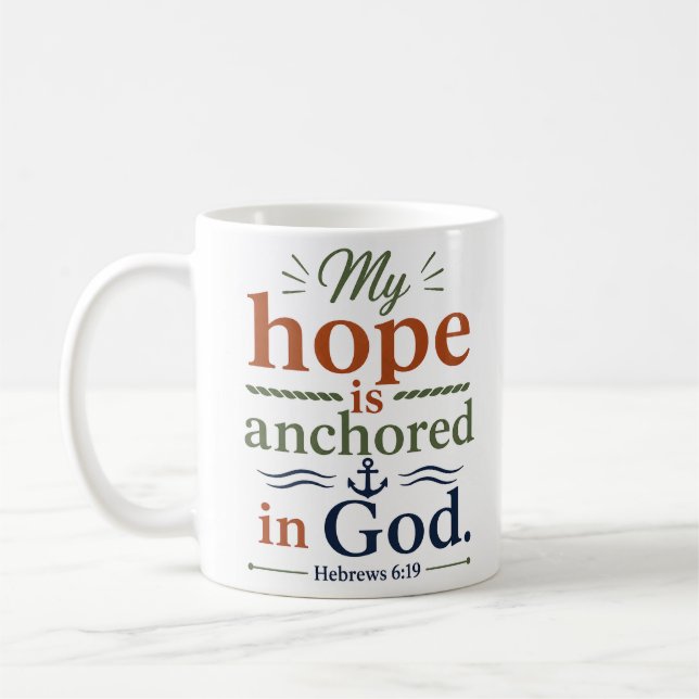 Caneca De Café Minha Esperança Está Fundamentada Em Deus Escritur (Esquerda)