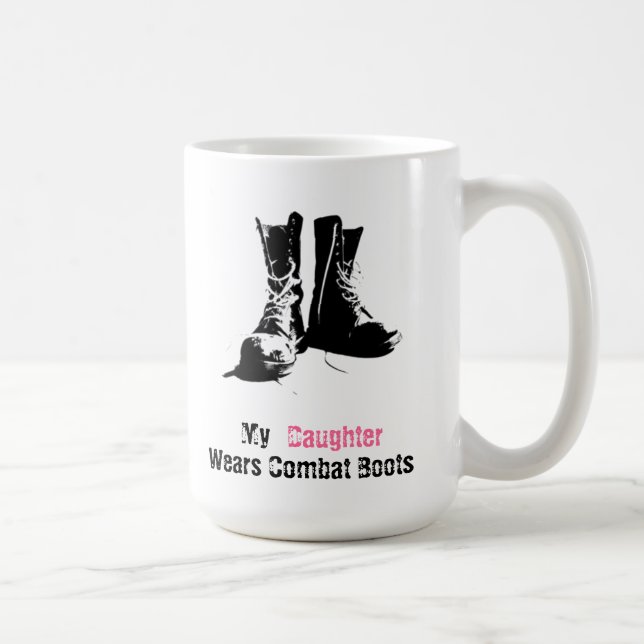 Caneca De Café Minha filha veste botas de combate (Direita)