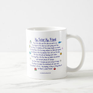 Caneca De Café MINHA IRMÃ meu poema do amigo com gráficos
