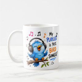 Caneca De Café Minha Playlist é 90% Músicas de Pássaros Crianças 