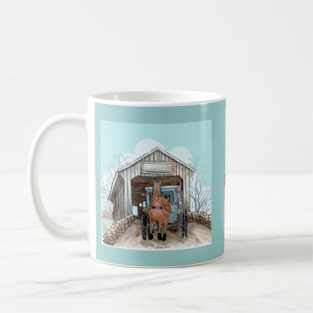 Caneca De Café Minha Ponte Coberta Amish (Esquerda)