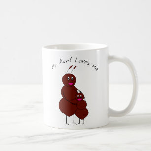 Caneca De Café Minha Tia Me Ama Tia e Criança Formiga Cartoon