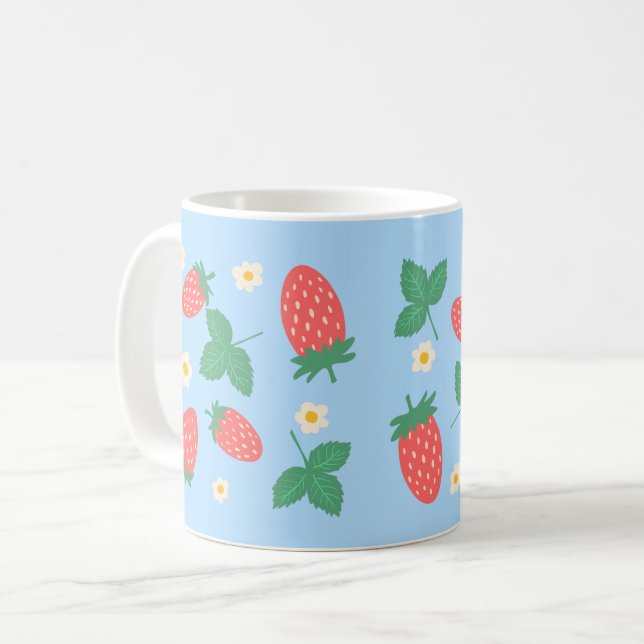 Caneca De Café Mini Flor de Morango (Frente Esquerda)