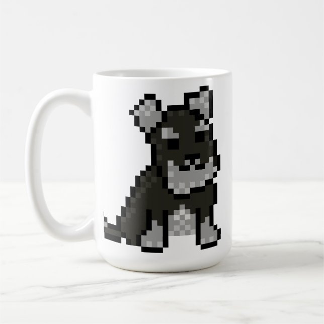 Caneca De Café Mini Schnauzer Pixel Art Mug (Esquerda)