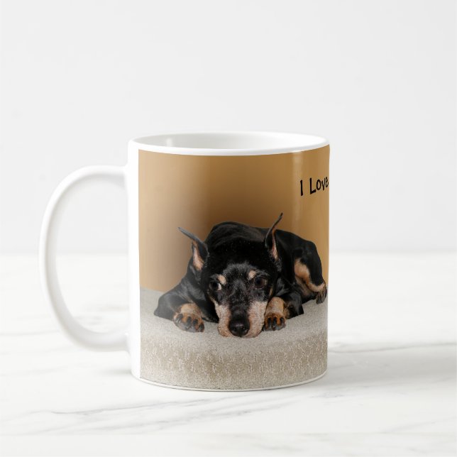 Caneca De Café Miniatura Pinscher t.c.p. Min Pin Love Pet Name (Esquerda)
