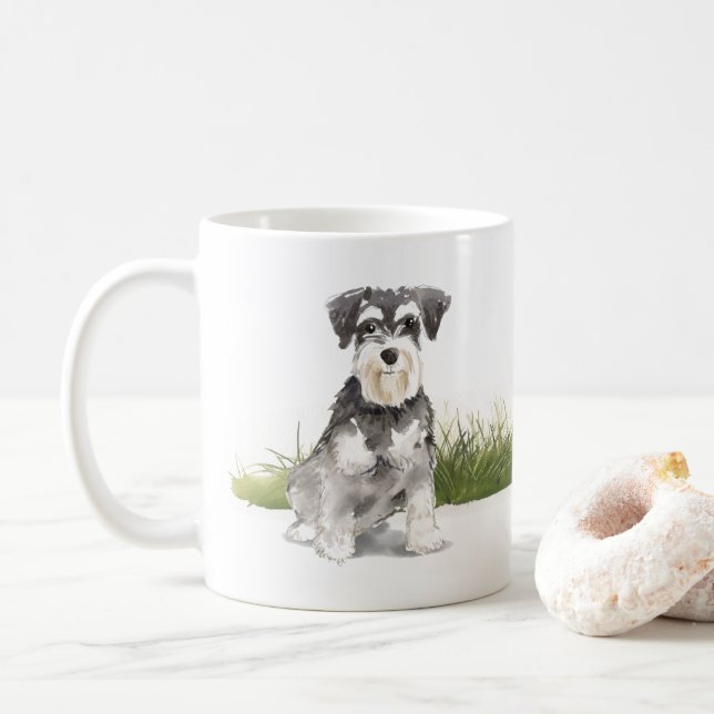 Caneca De Café Miniatura Schnauzer (Com Donut)
