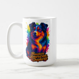 Caneca De Café Miniature American Shepherd Vibrante de Arte Pop