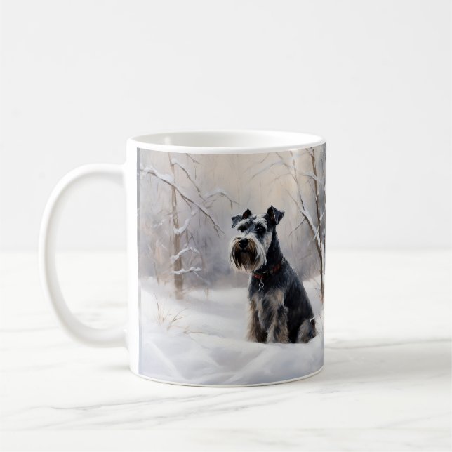 Caneca De Café Miniature Schnauzer Deixe Nevar Natal (Esquerda)