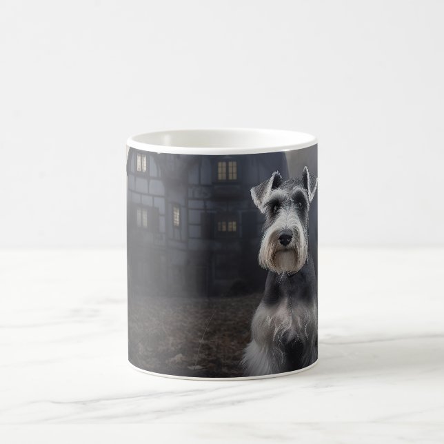 Caneca De Café Miniature Schnauzer Halloween Assustador (Centro)