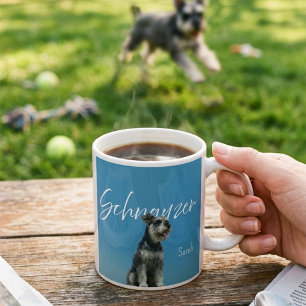 Caneca De Café Miniature Schnauzer Nome Personalizado Retro Céu A